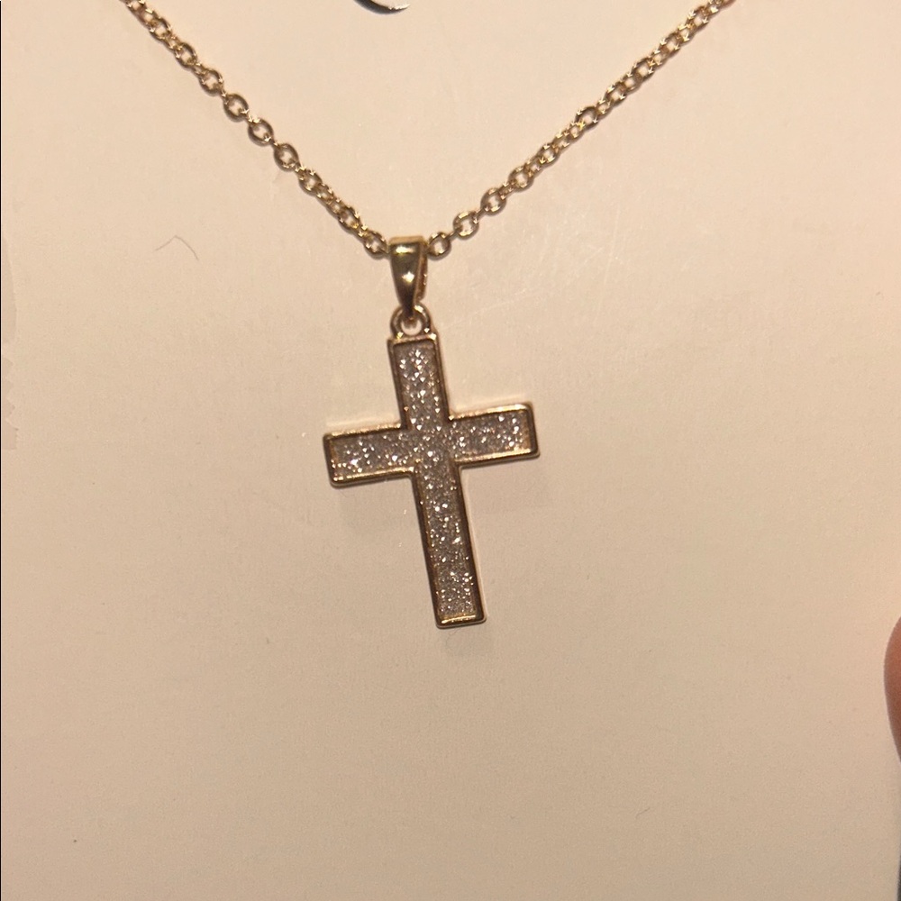 Gold & Silver Cross Pendant Necklace